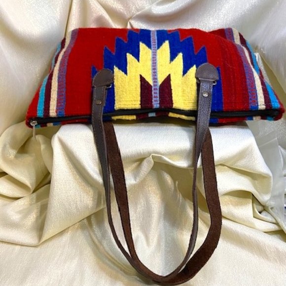 ❤️Handwoven Chimayo Handbag. 100% Wool, in Red, Blue, Lt. Yellow. /HB51 - Picture 3 of 8